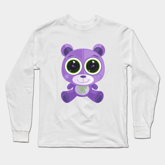 Teddy Bear - Star Eye Purple Long Sleeve T-Shirt by adamzworld